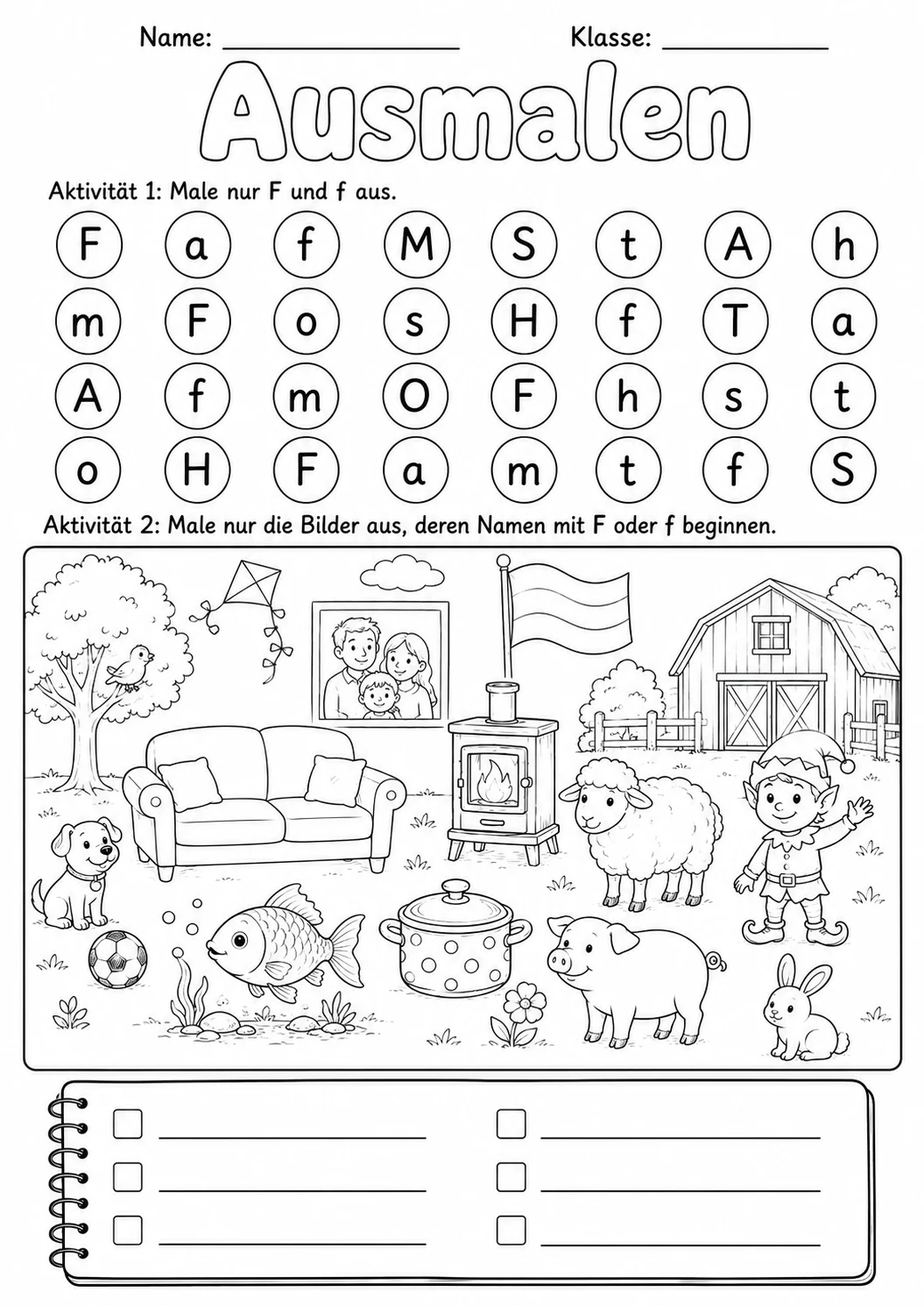 German Letter F Phonics Worksheets Pack