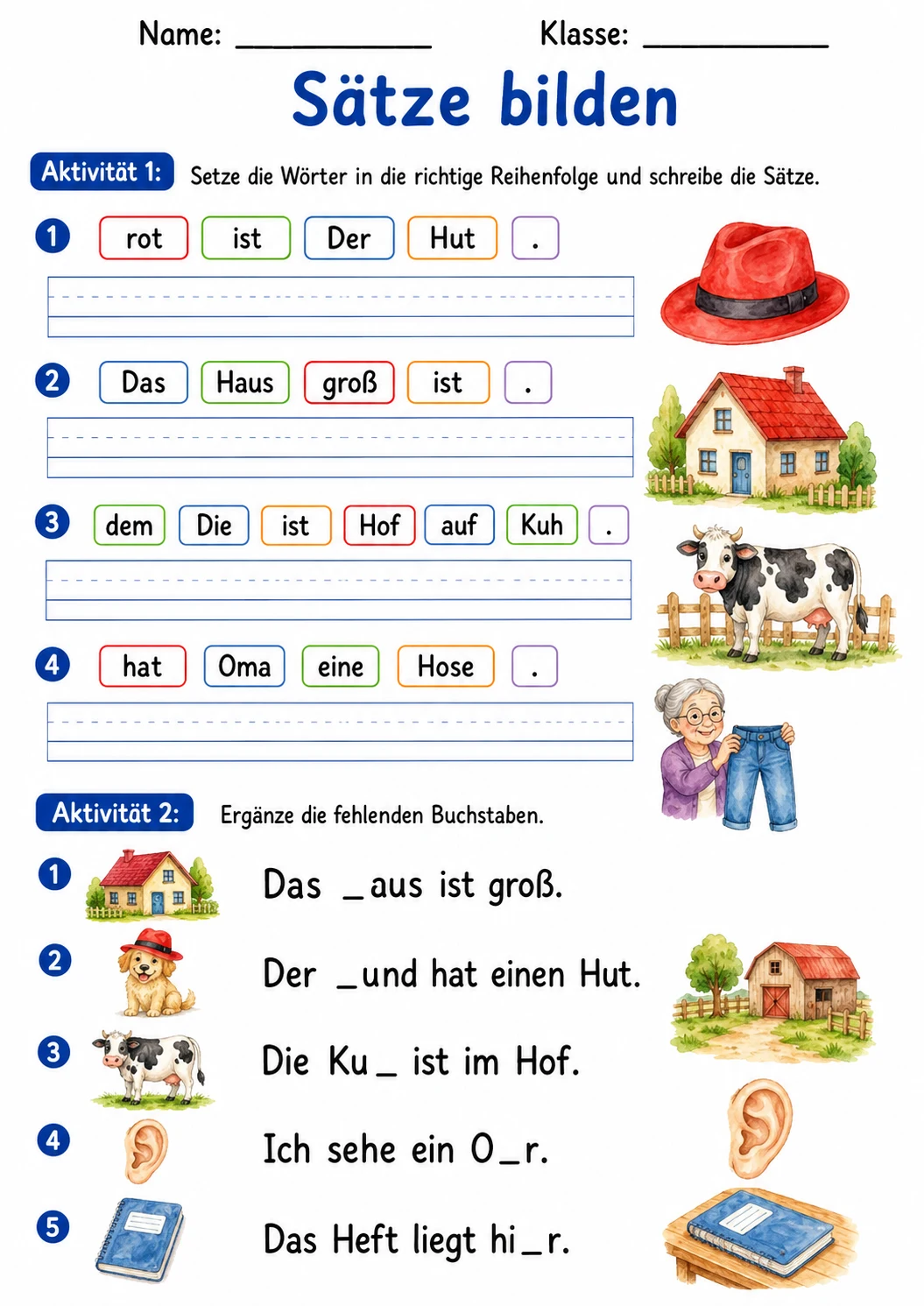 German Letter H Phonics Worksheets Pack