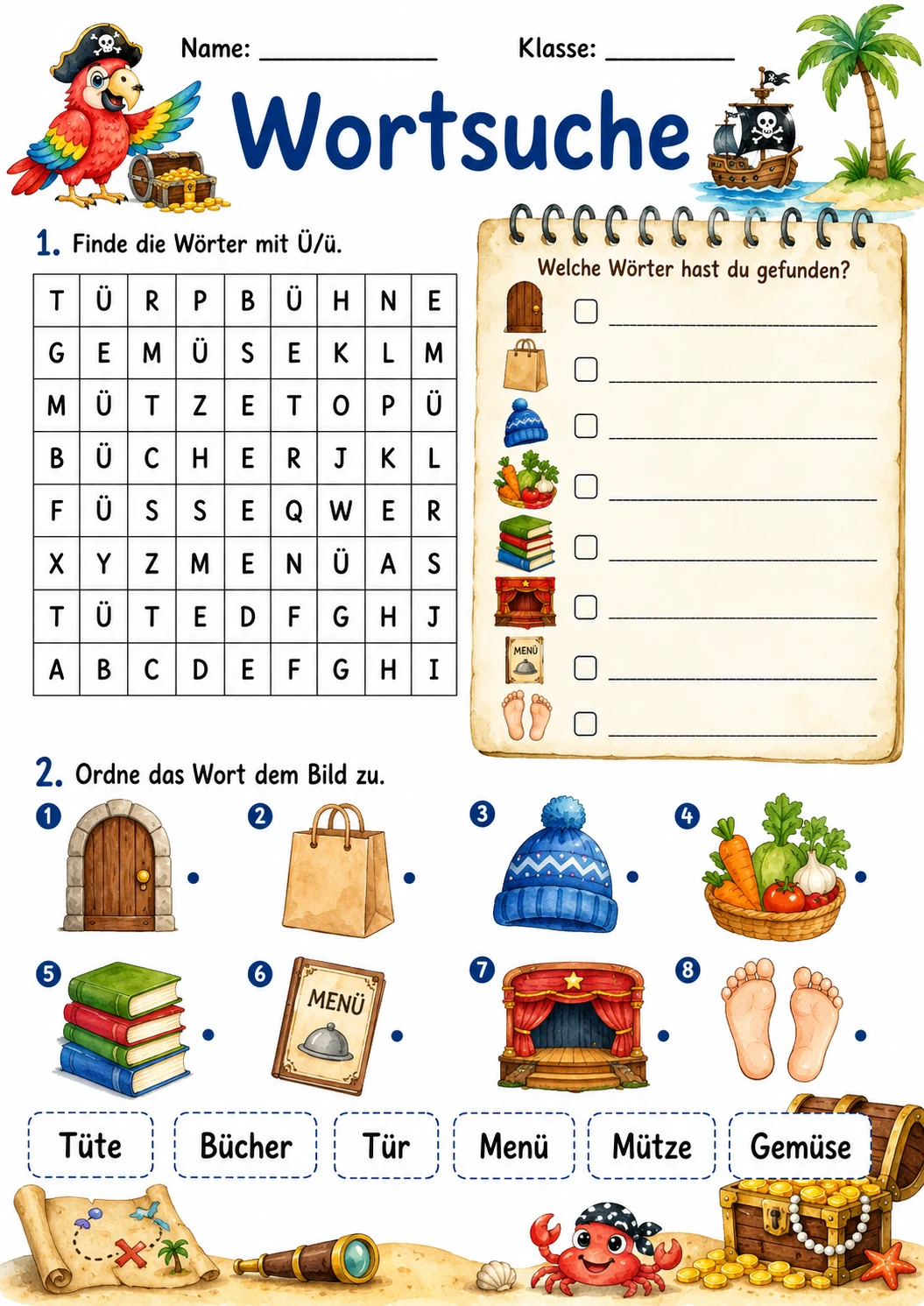German Letter U Umlaut Phonics Worksheets Pack