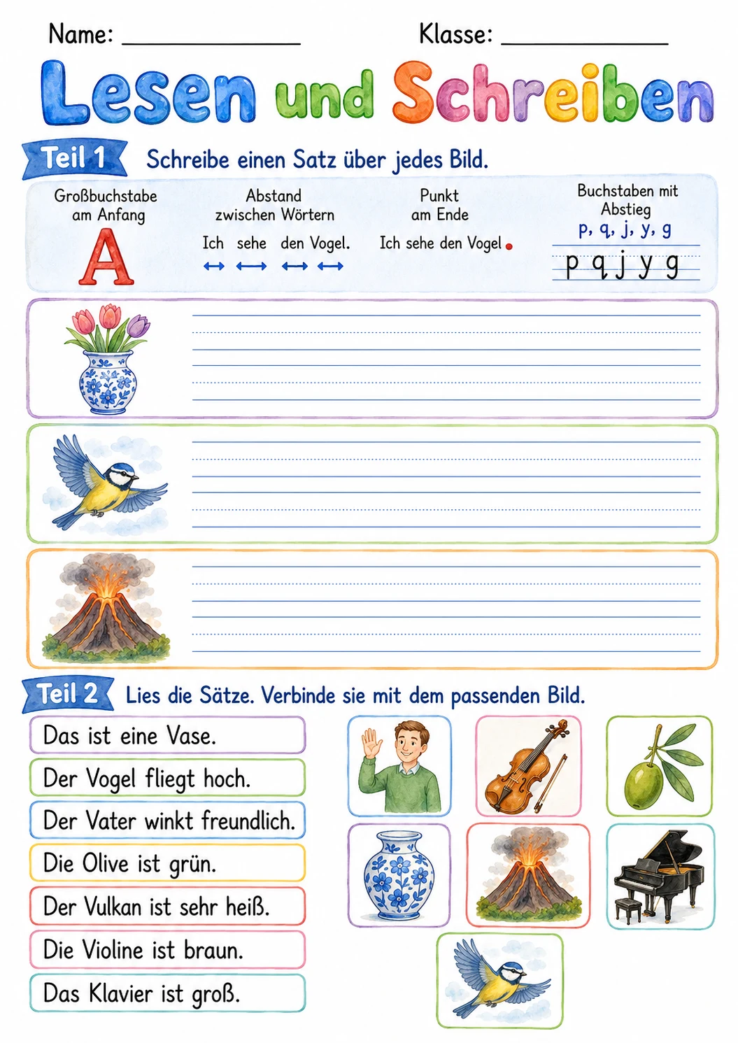 German Letter V Phonics Worksheets Pack