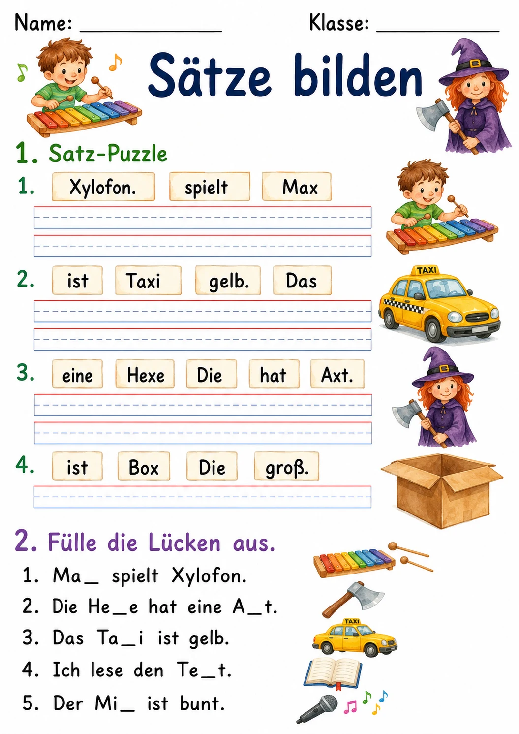 German Letter X Phonics Worksheets Pack