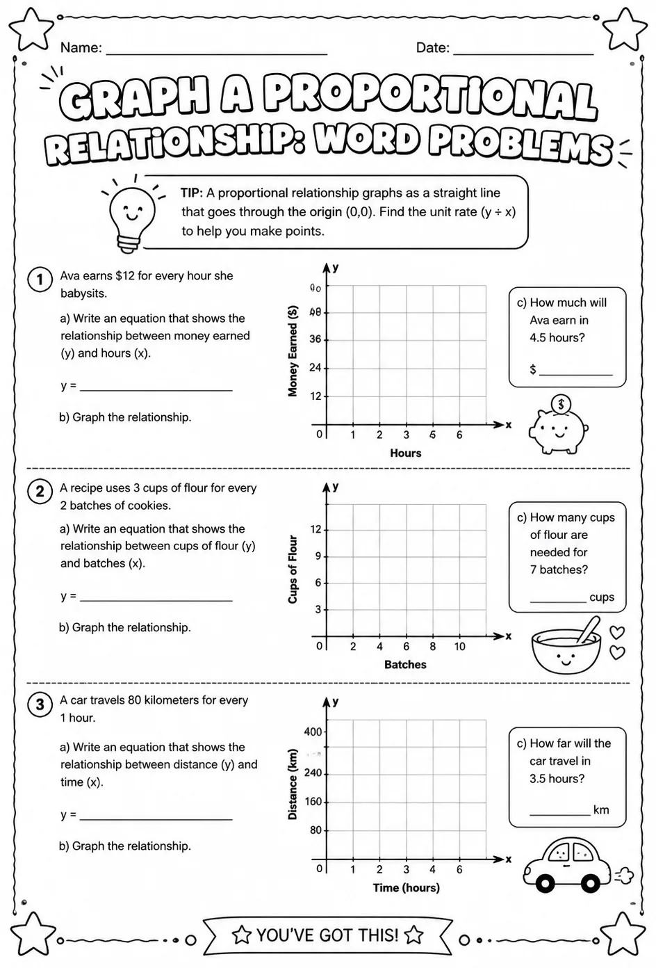 Graph a proportional relationship: word problems