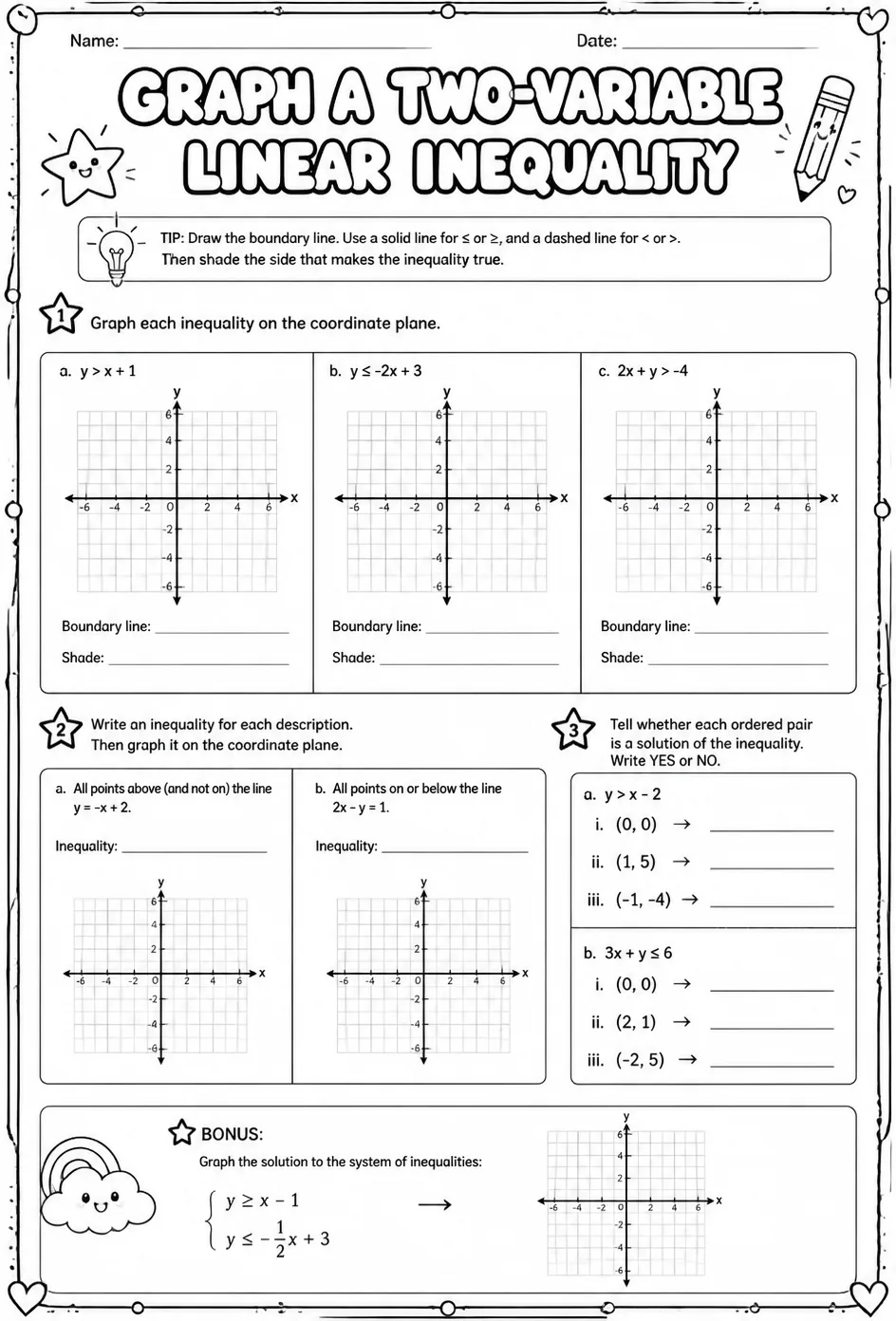 Graph a two-variable linear inequality