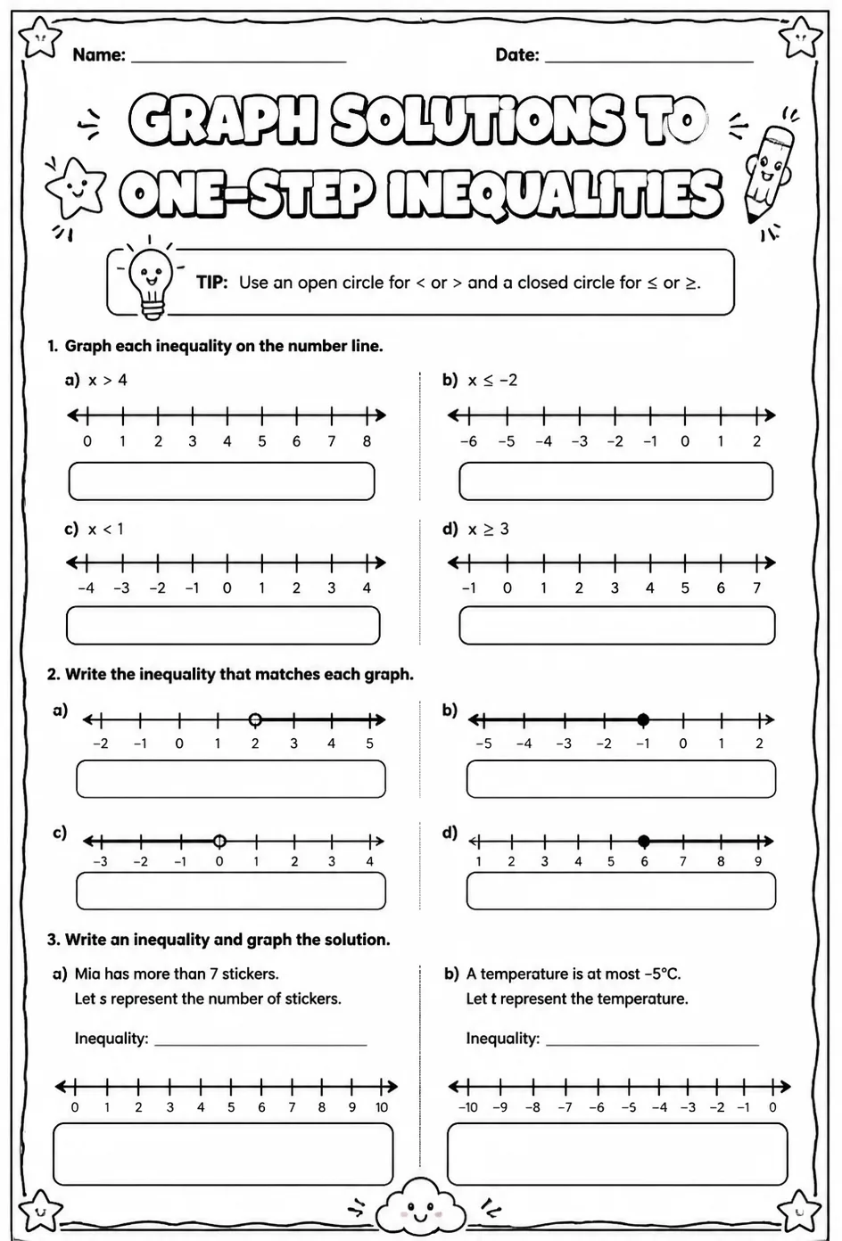 Graph solutions to one-step inequalities