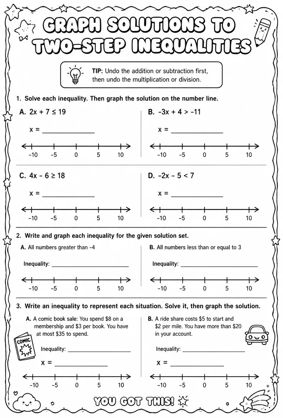 Graph solutions to two-step inequalities