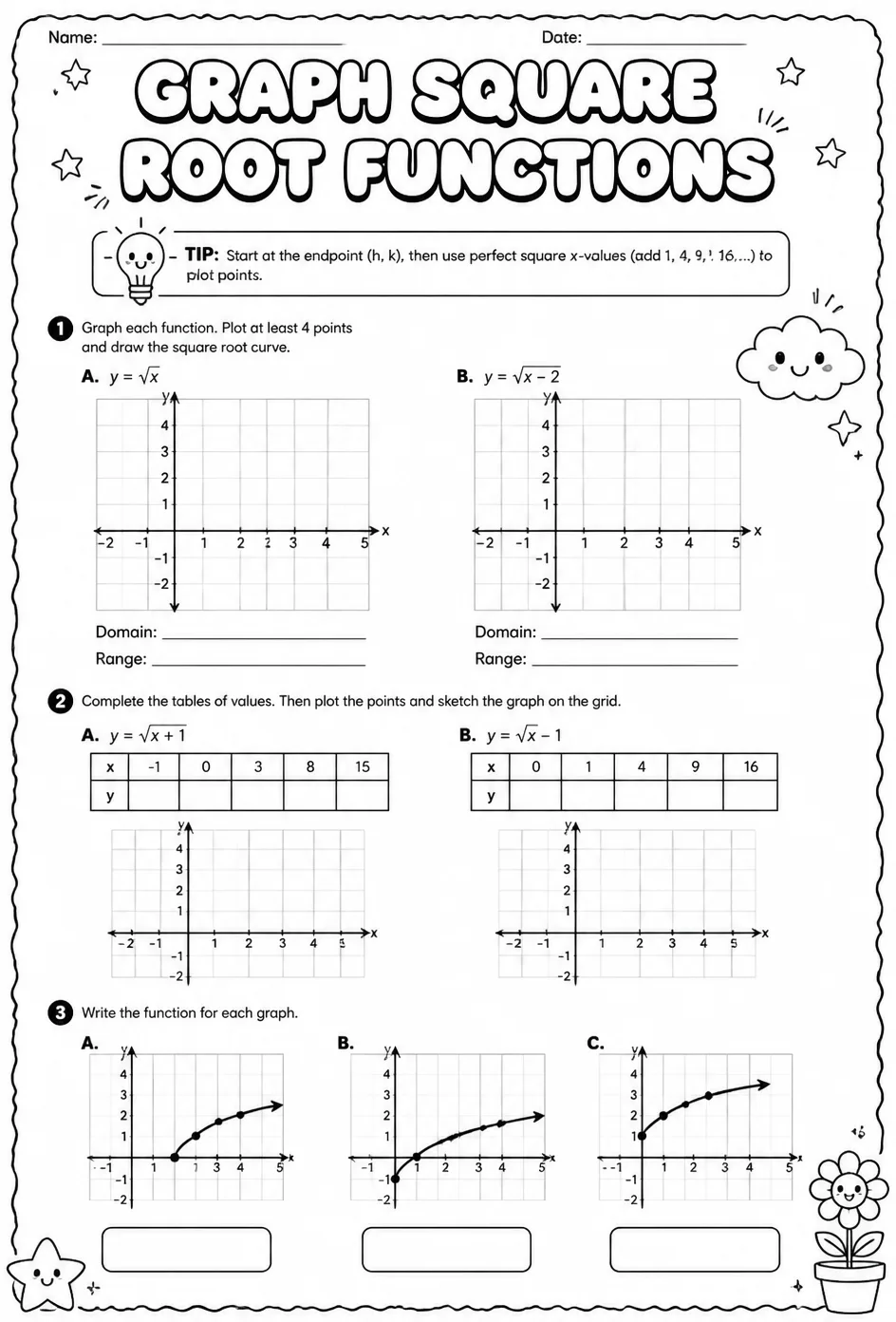 Graph square root functions