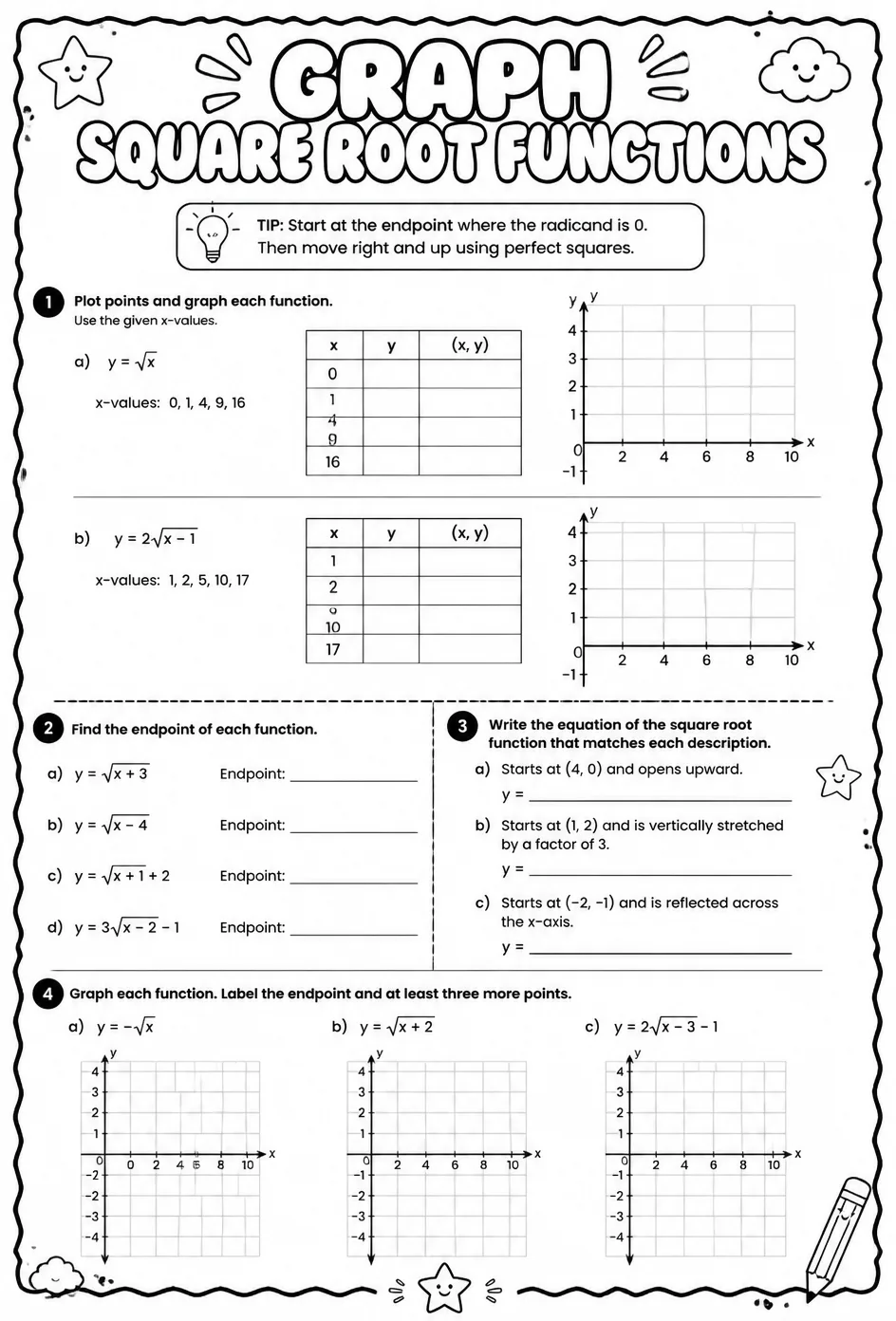 Graph square root functions