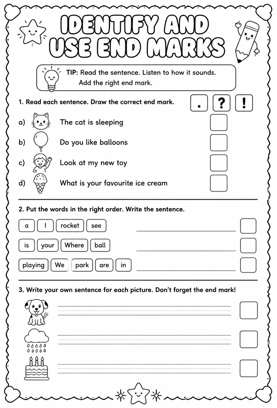 Identify and use end marks