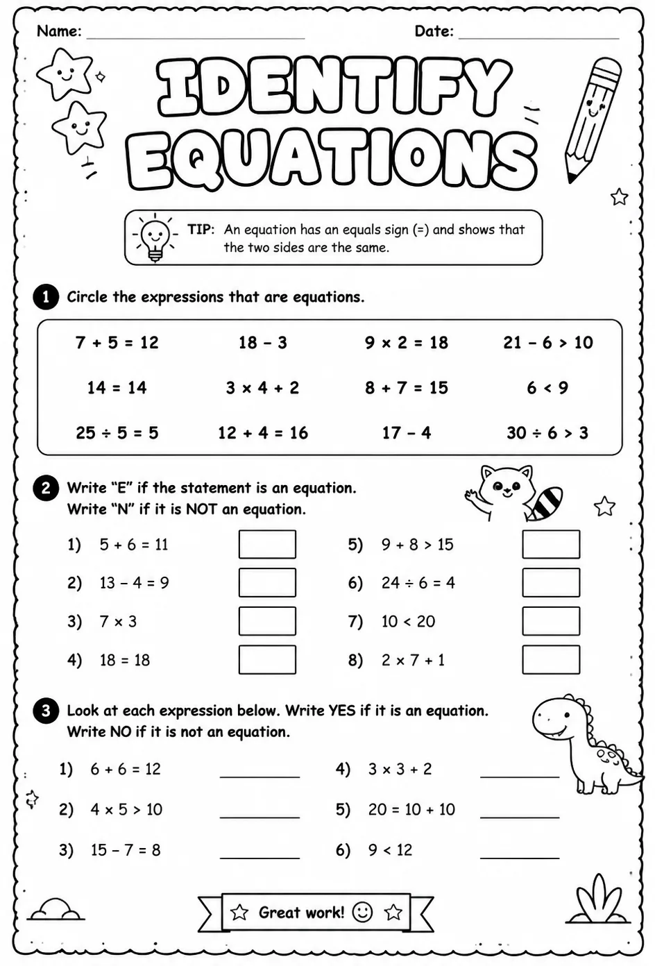 Identify equations