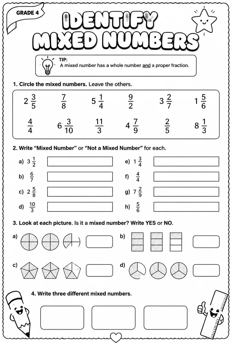 Identify mixed numbers