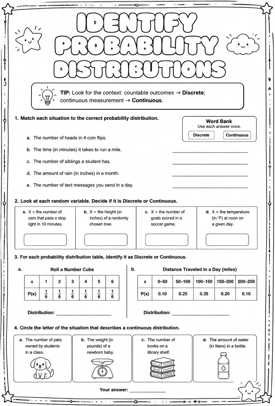 Identify probability distributions