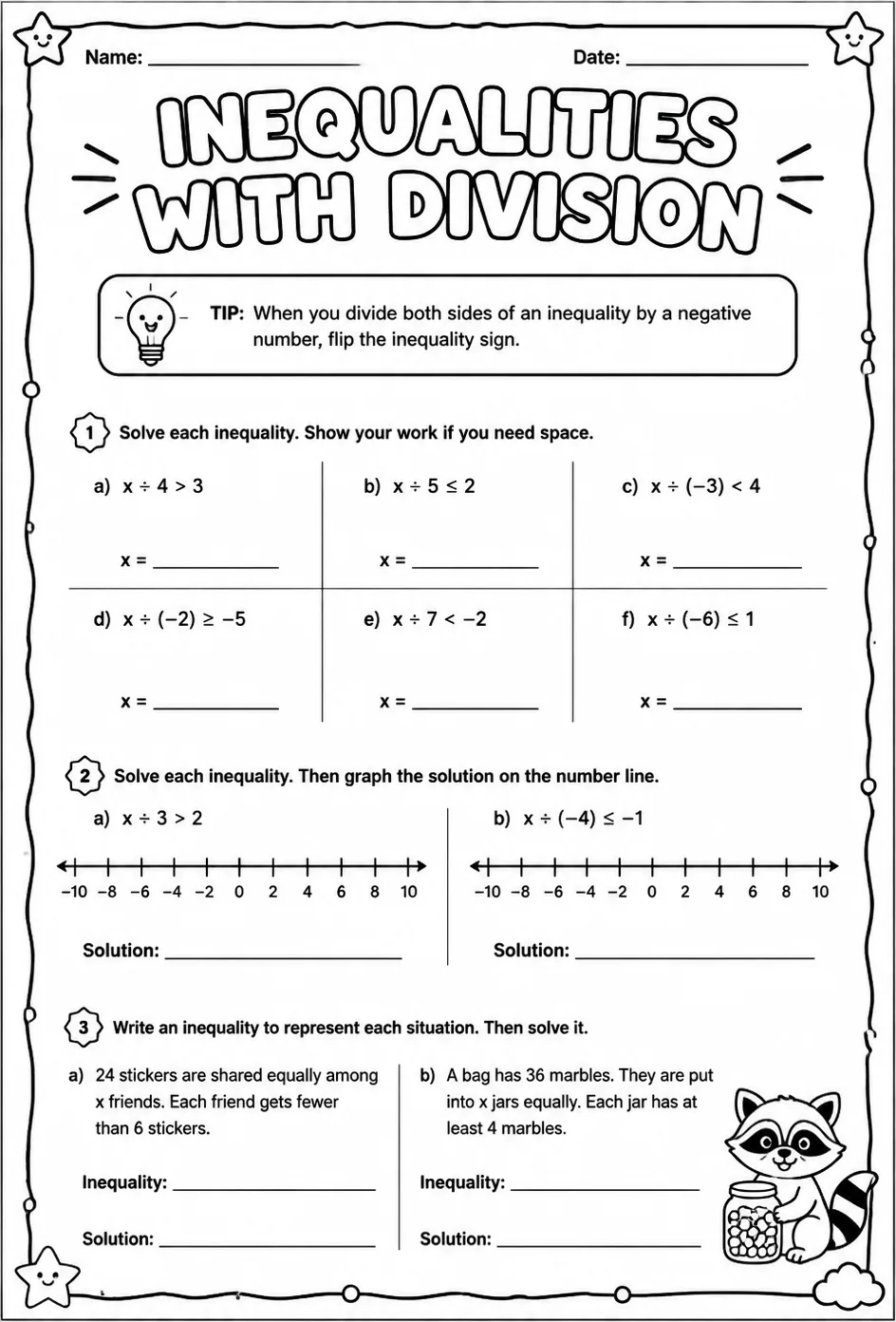 Inequalities with division