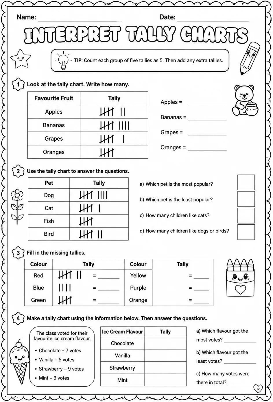 Interpret tally charts
