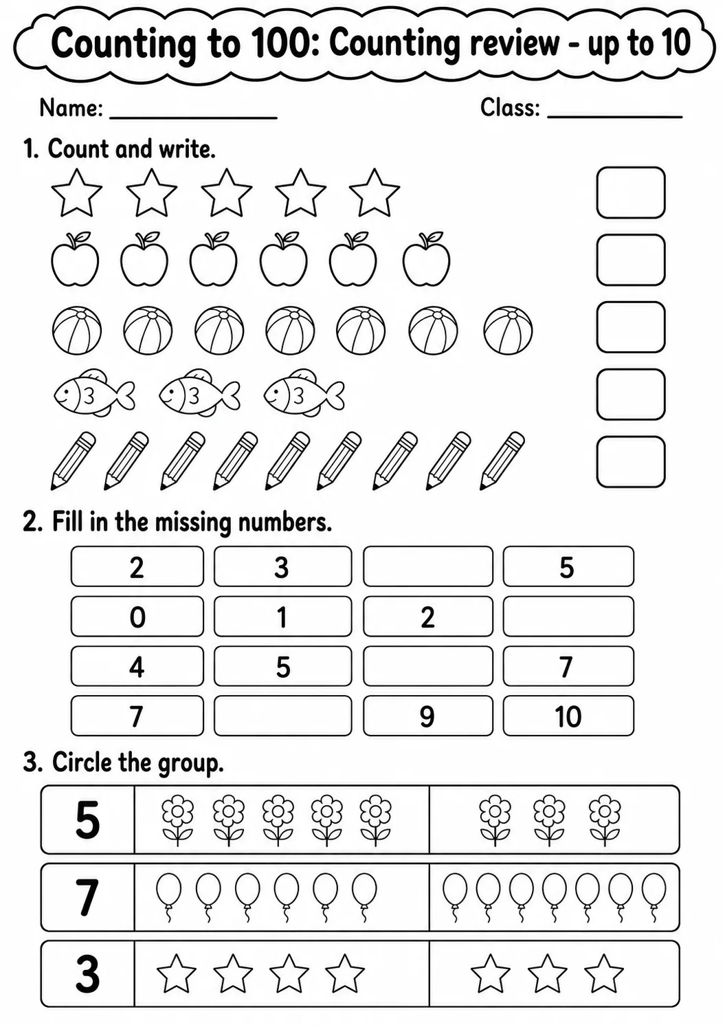 Grade 1 Counting to 100 Math Worksheet Pack