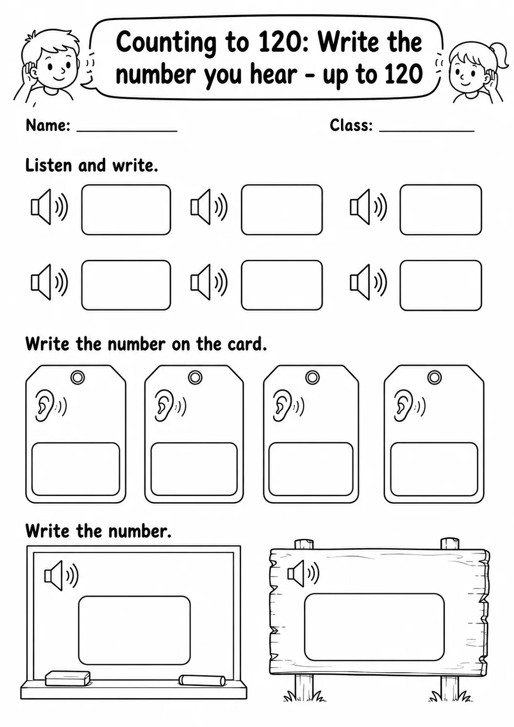 Grade 1 Counting to 120 Math Worksheet Pack