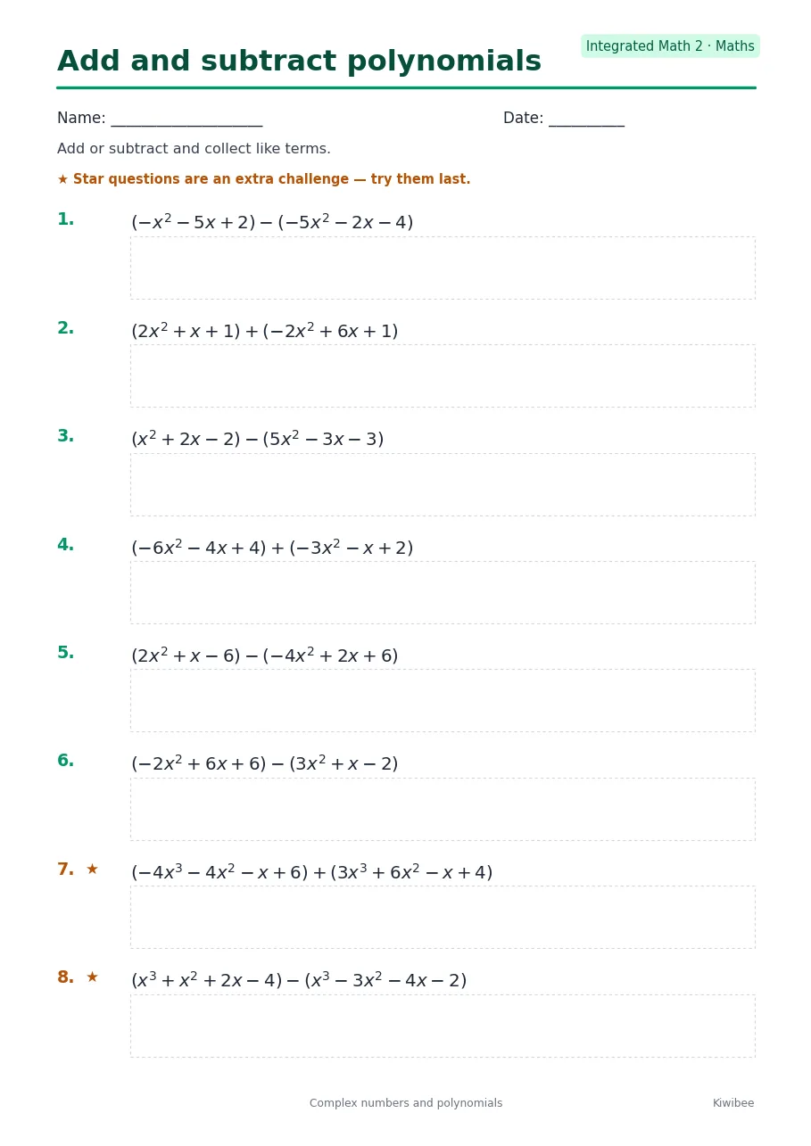 Add and subtract polynomials