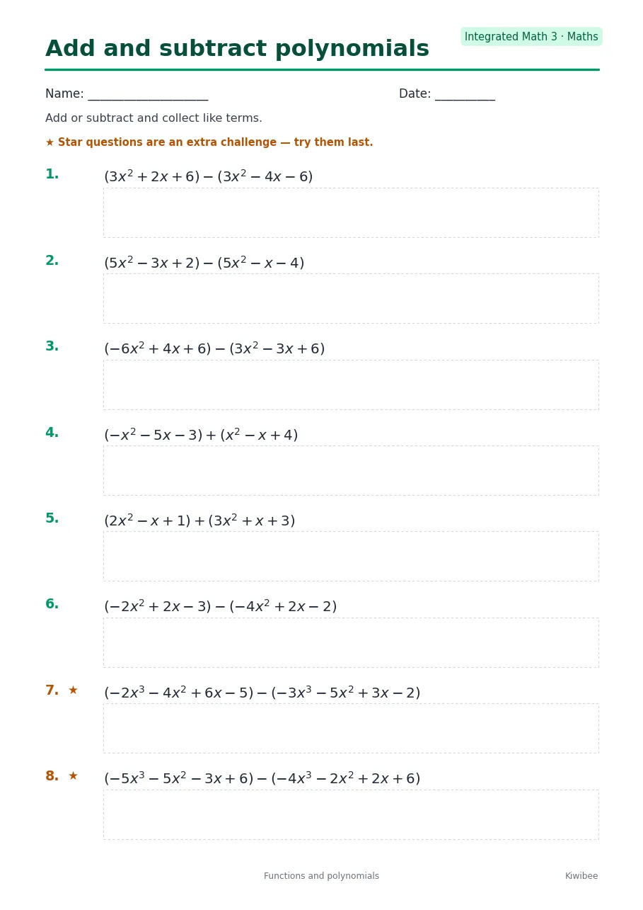 Add and subtract polynomials