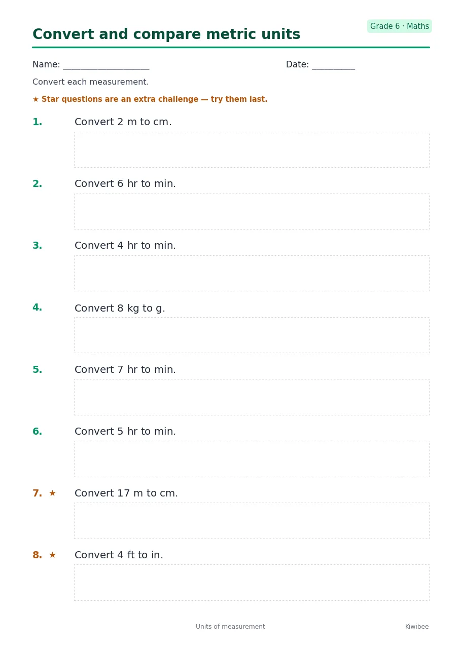 Convert and compare metric units