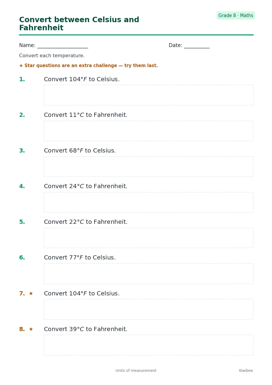 Convert between Celsius and Fahrenheit