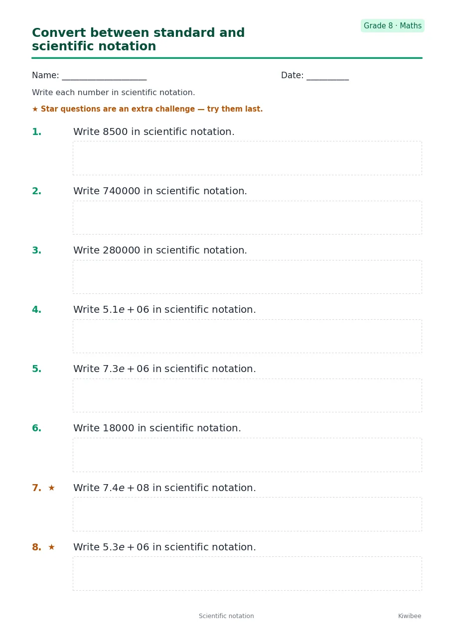 Convert between standard and scientific notation