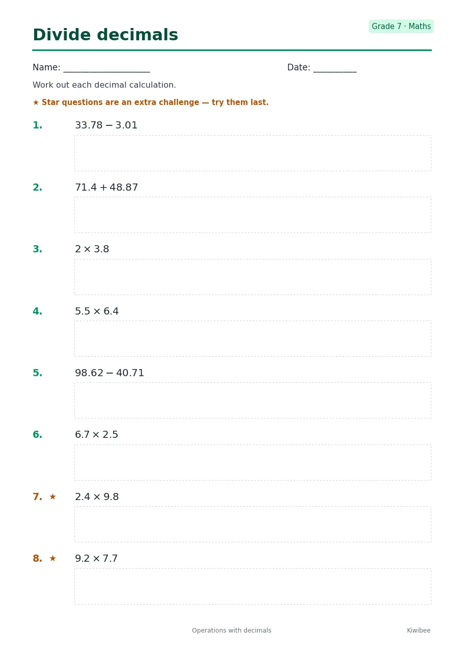 Divide decimals