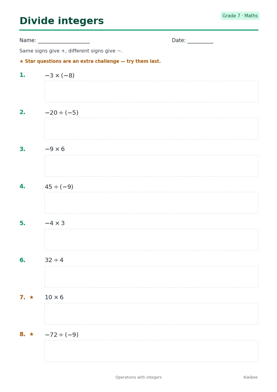 Divide integers