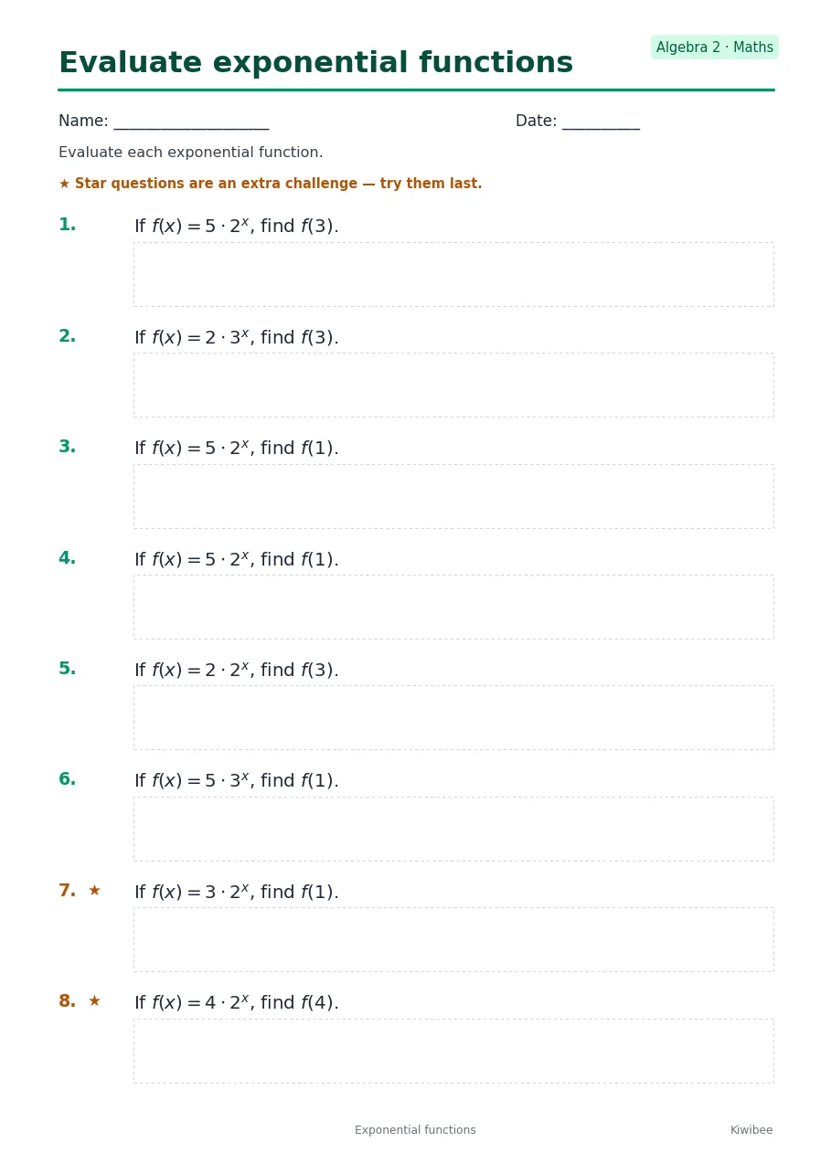 Evaluate exponential functions