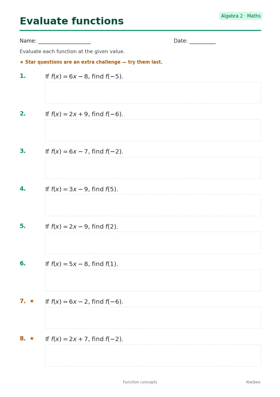 Evaluate functions