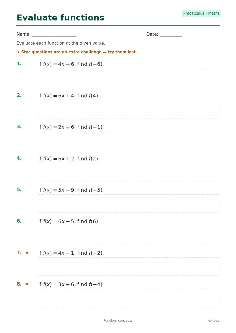 Evaluate functions