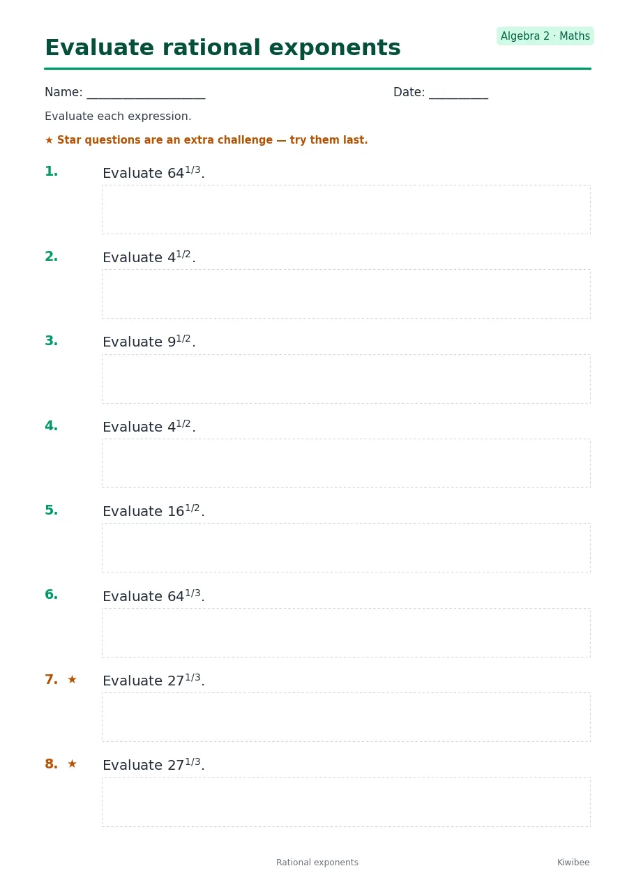 Evaluate rational exponents