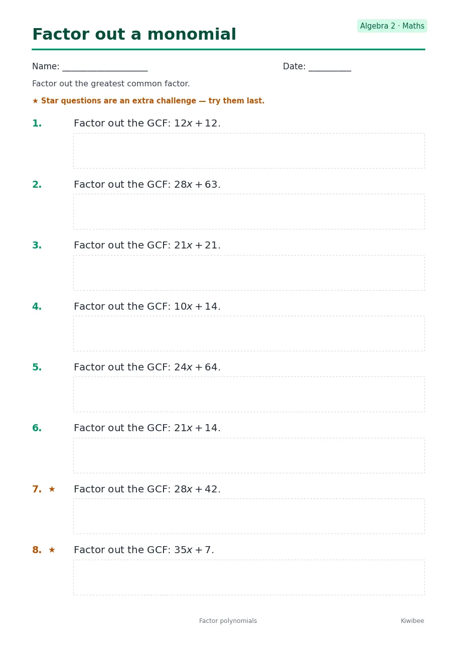 Factor out a monomial