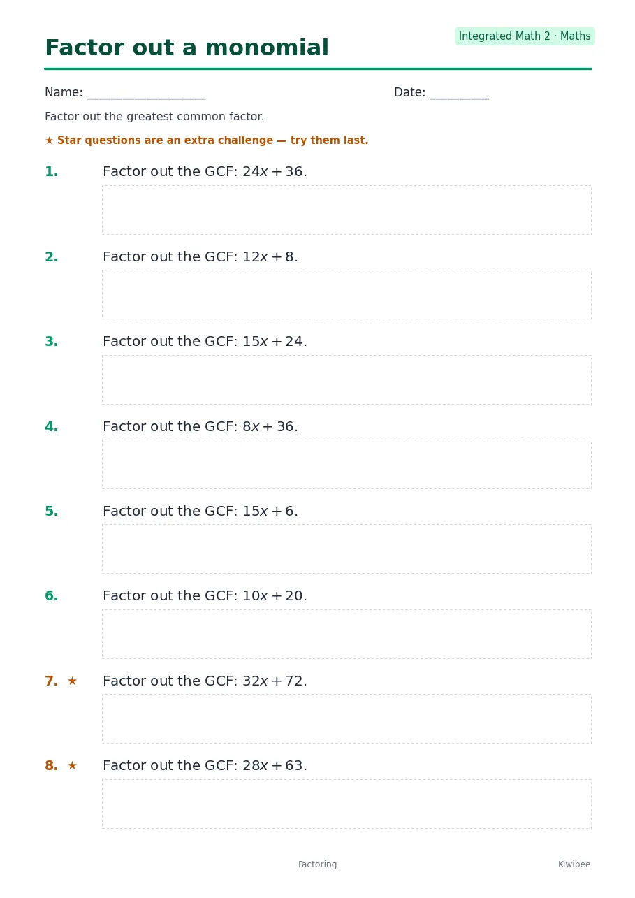 Factor out a monomial