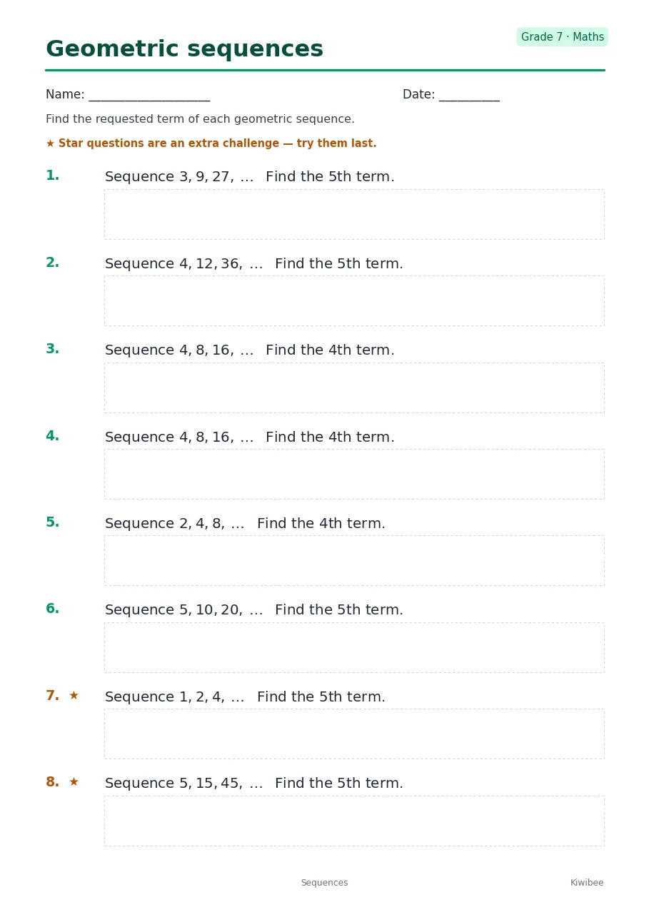 Geometric sequences