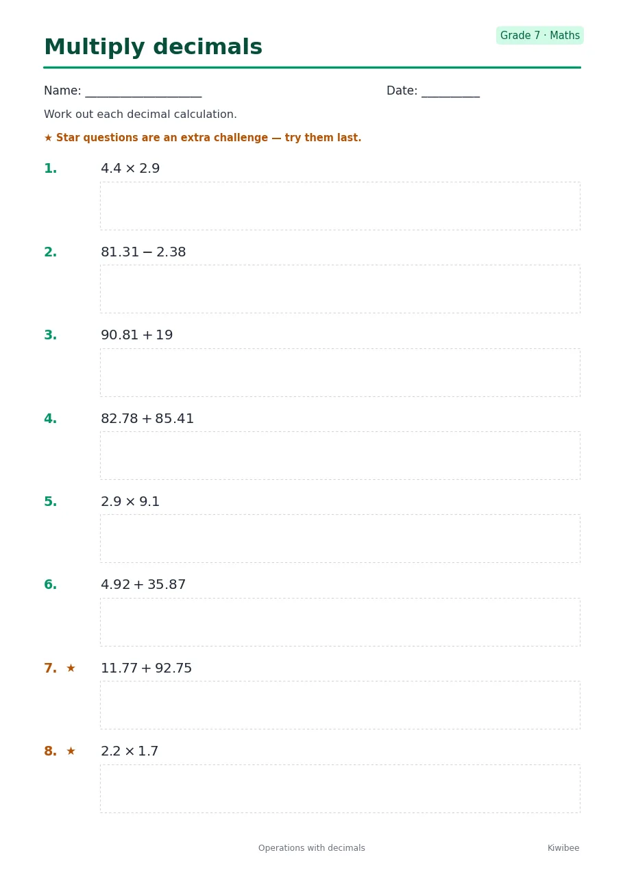 Multiply decimals