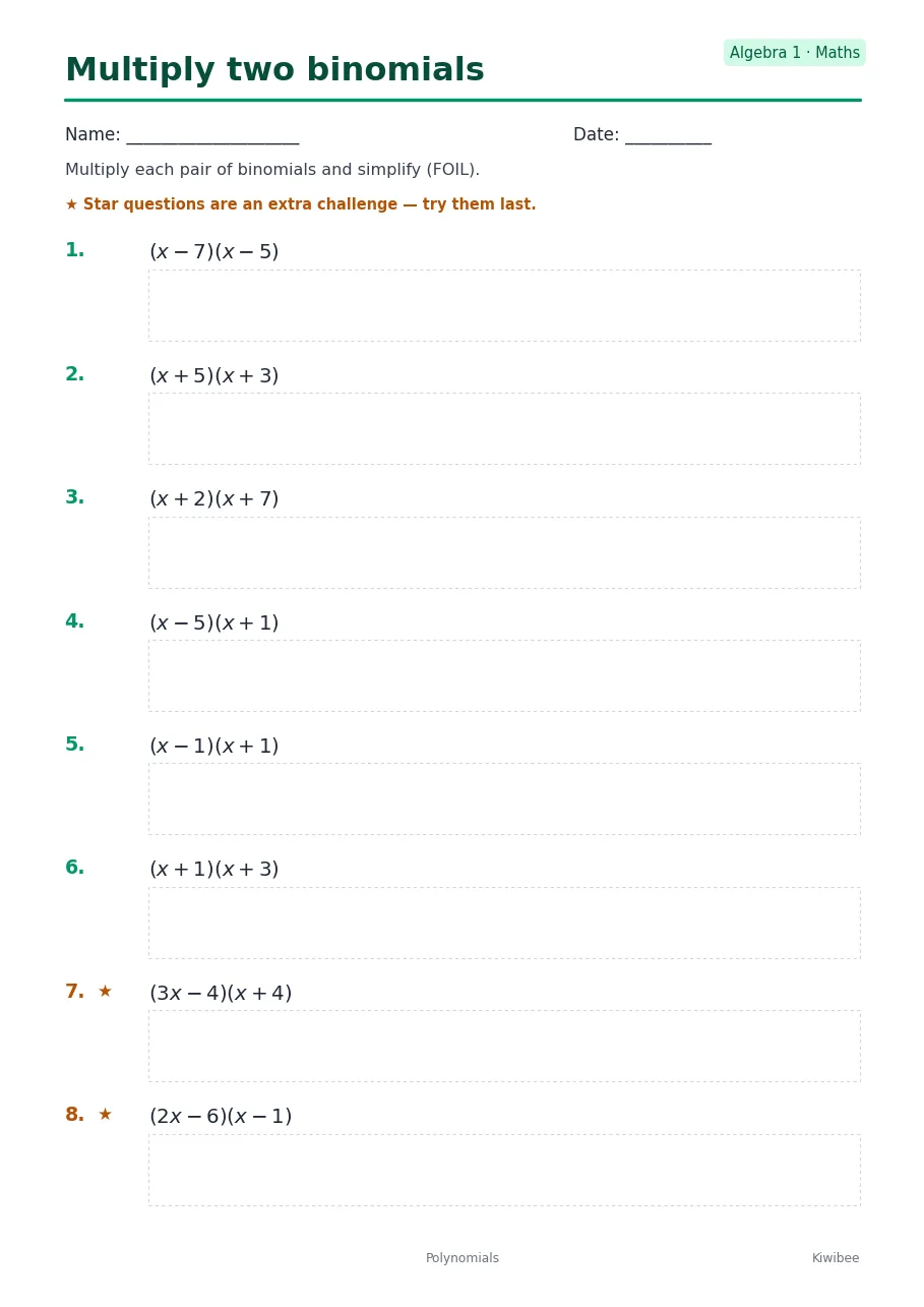 Multiply two binomials