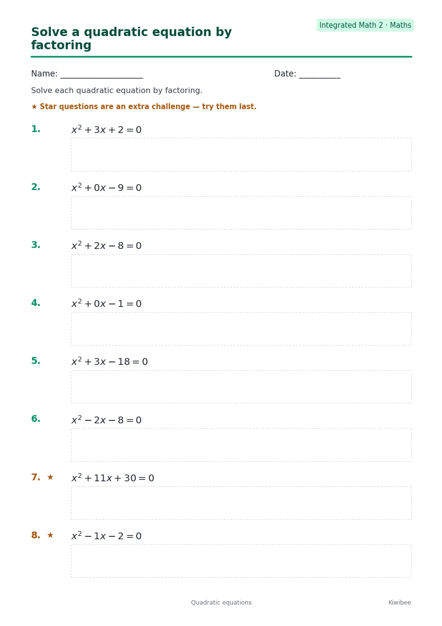 Solve a quadratic equation by factoring
