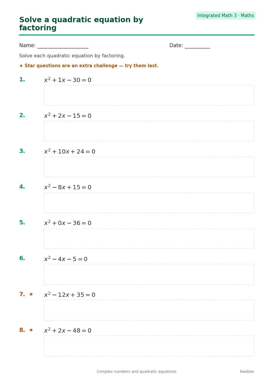 Solve a quadratic equation by factoring