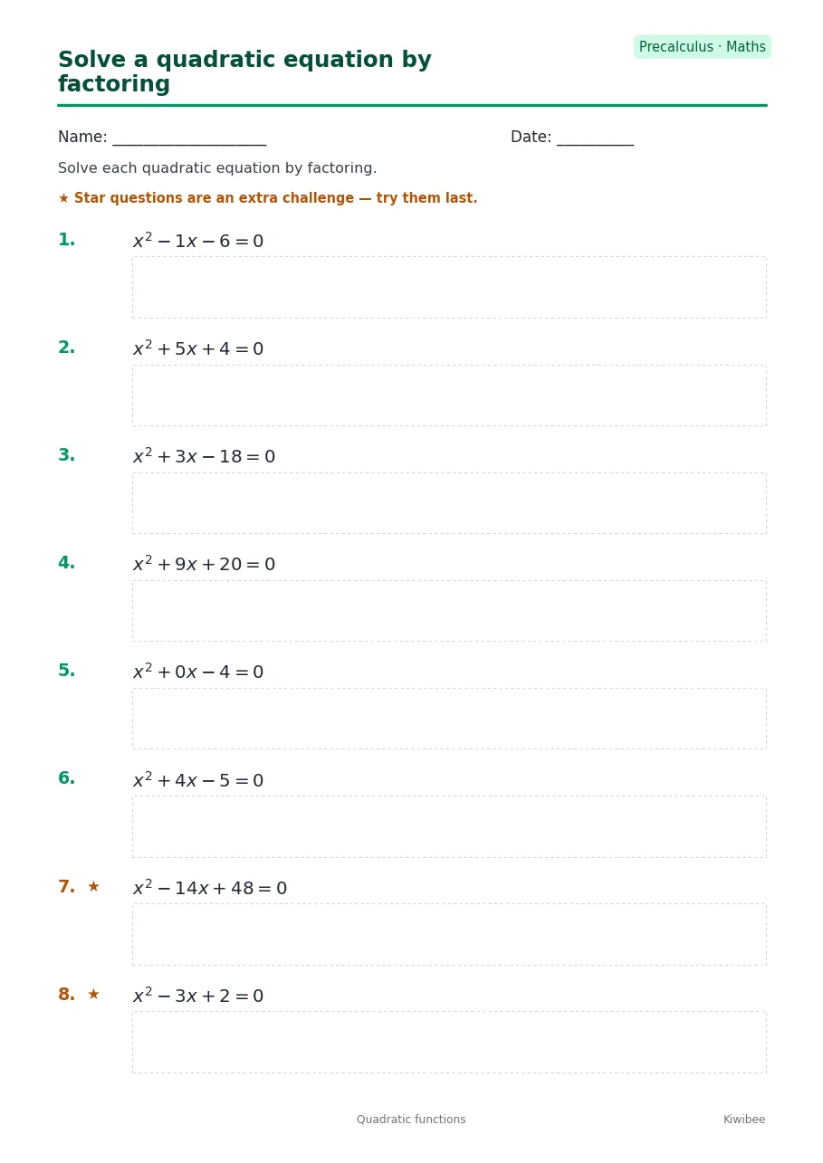 Solve a quadratic equation by factoring