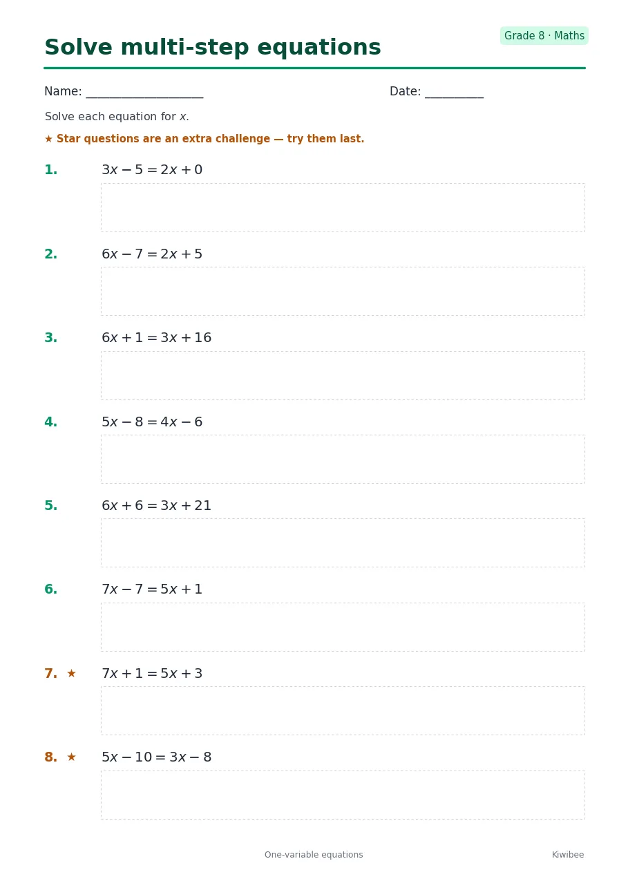 Solve multi-step equations