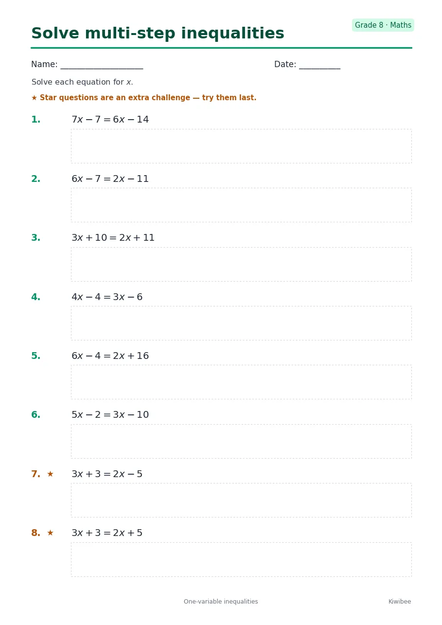 Solve multi-step inequalities
