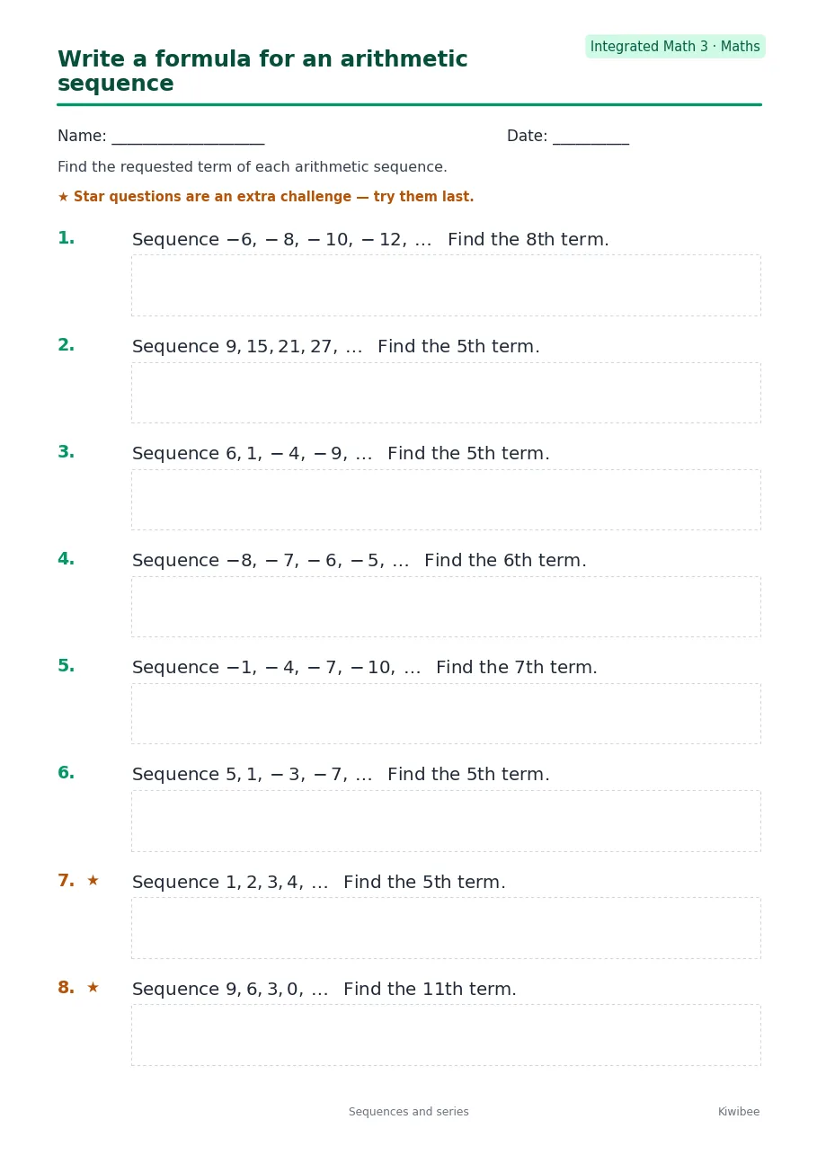 Write a formula for an arithmetic sequence