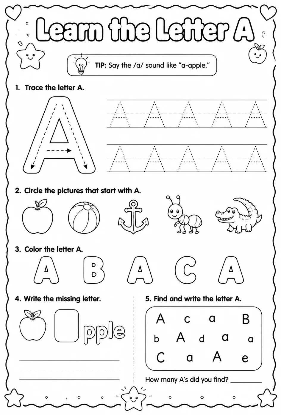 Learn the letter A