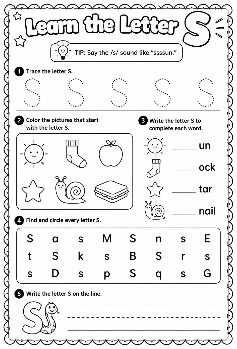 Learn the letter S