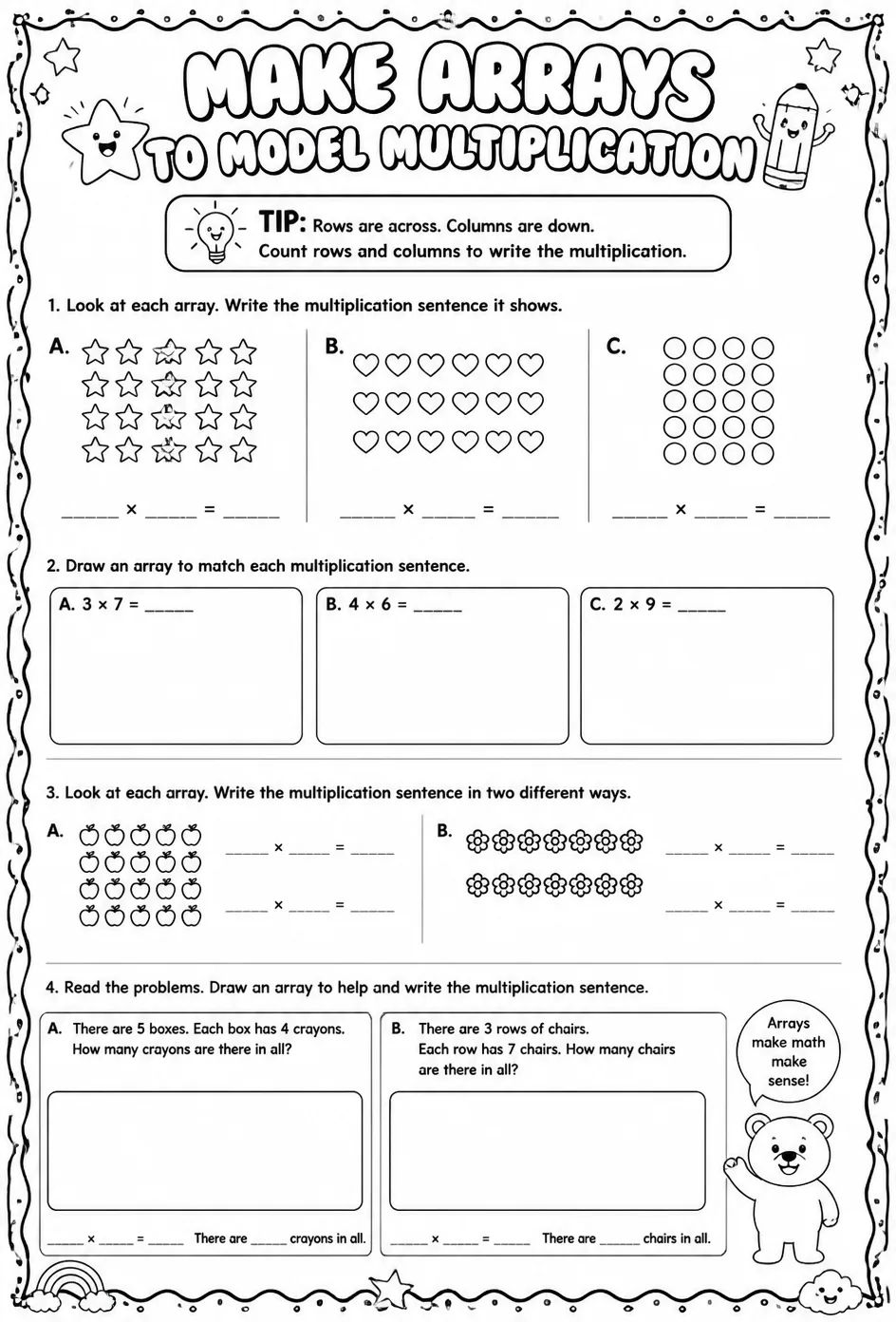 Make arrays to model multiplication