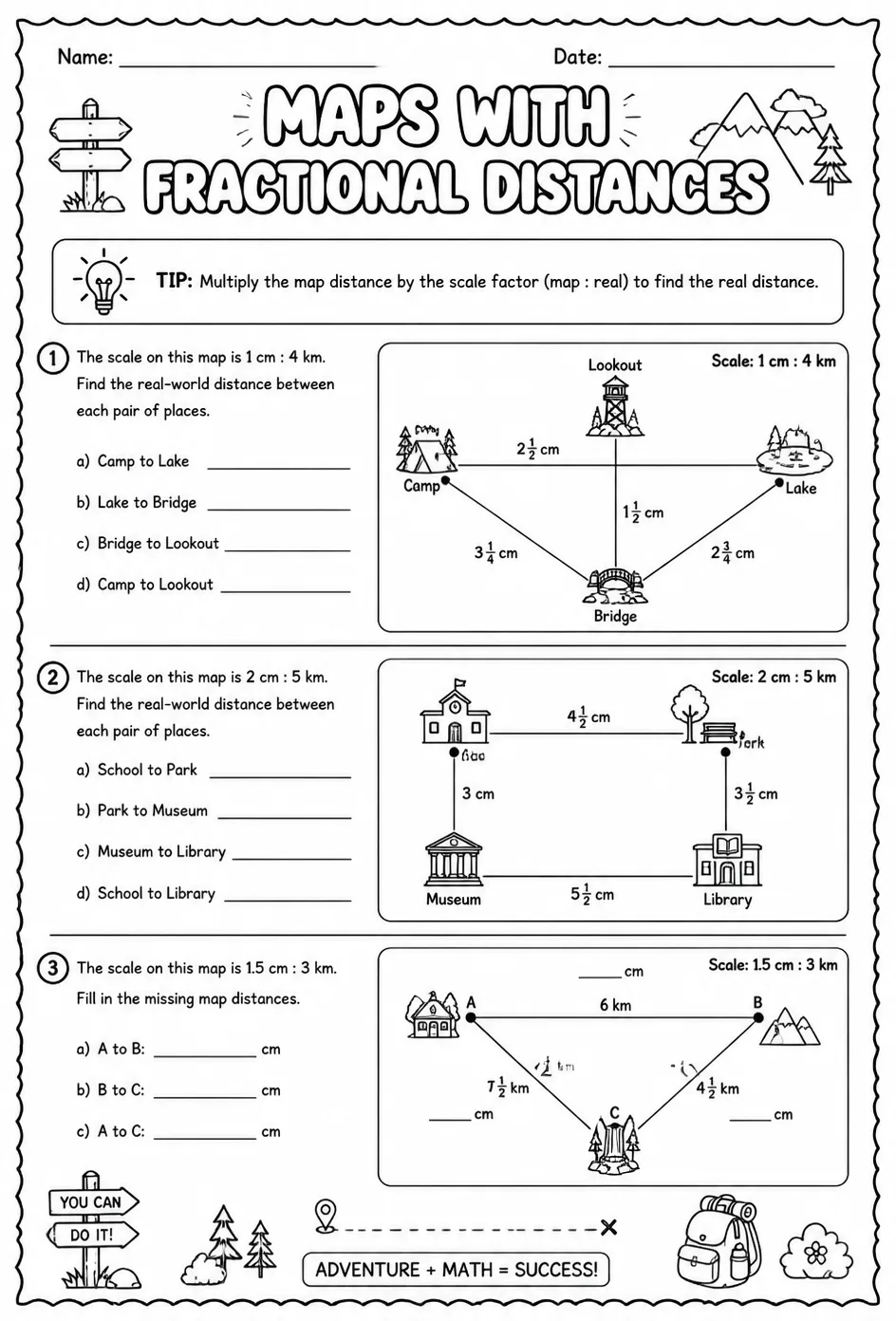 Maps with fractional distances
