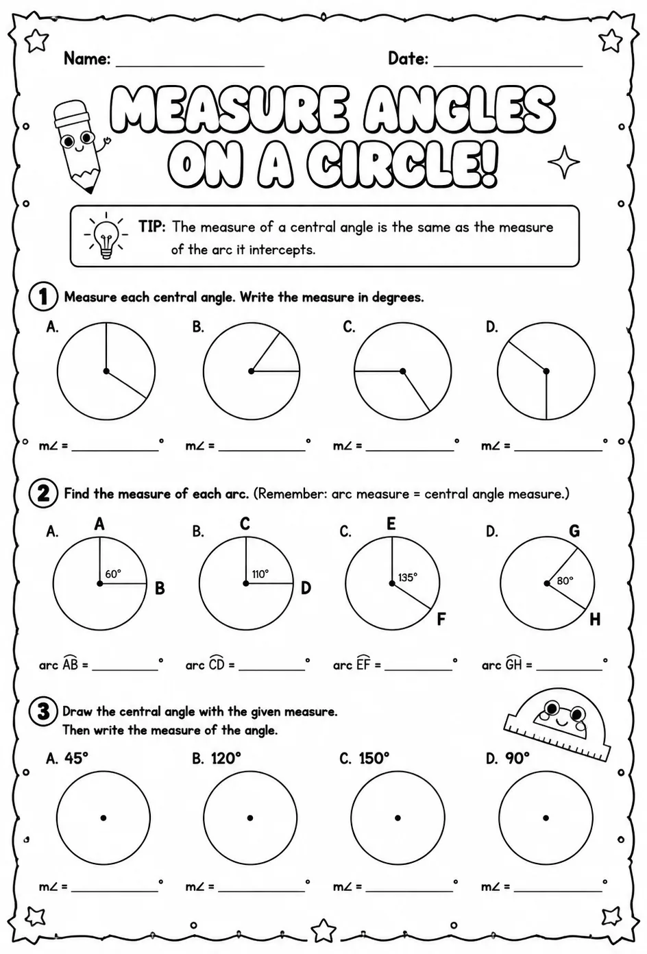Measure angles on a circle