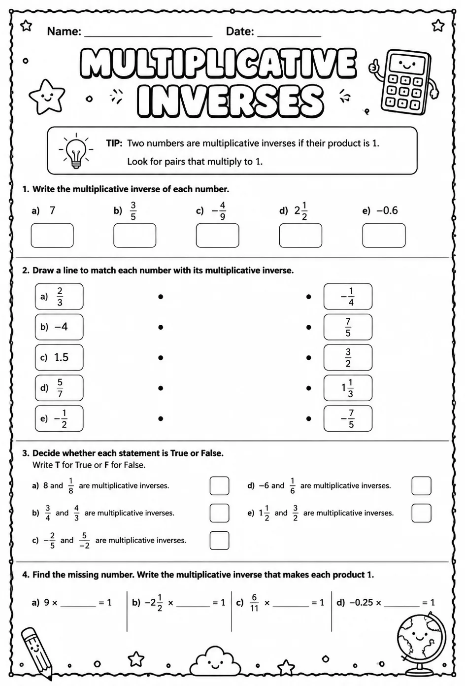Multiplicative inverses