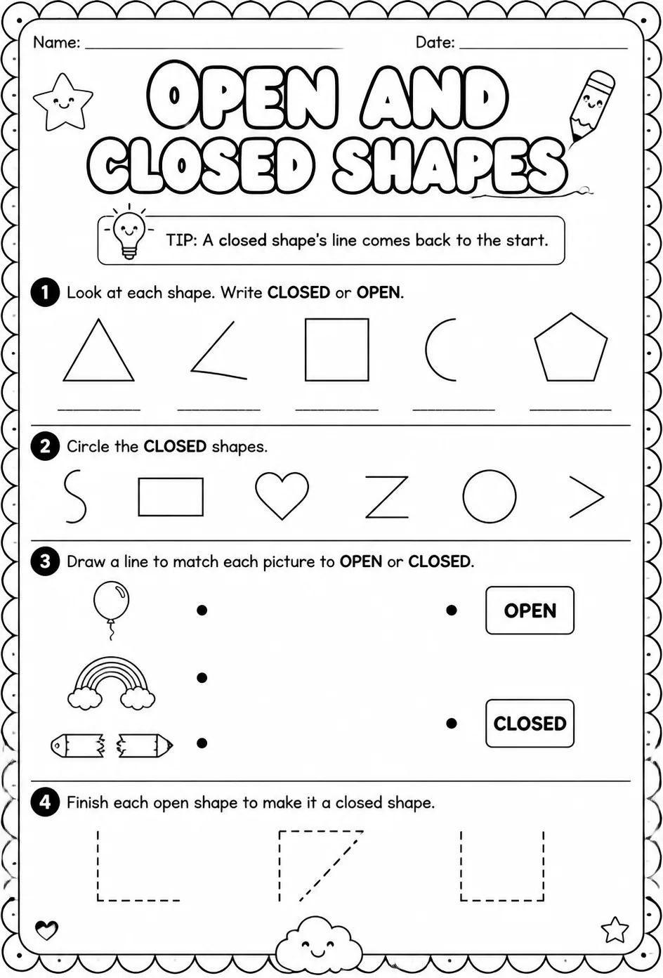 Open and closed shapes