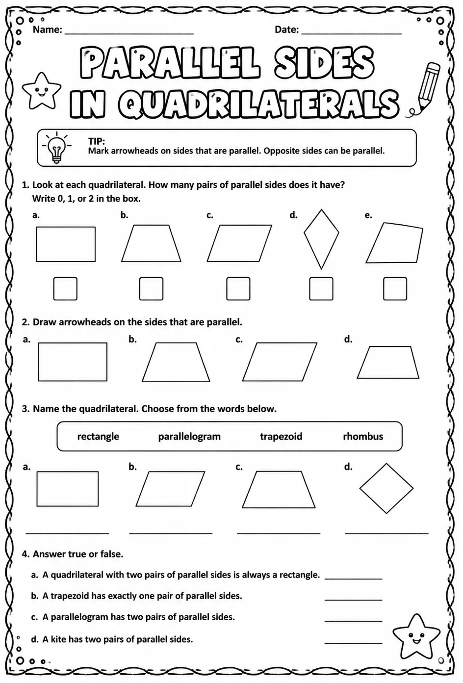 Parallel sides in quadrilaterals