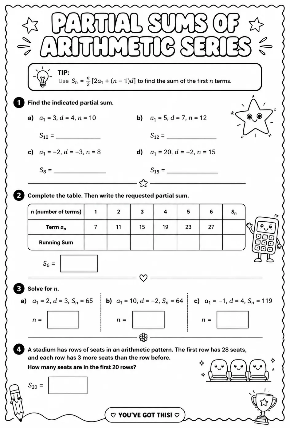 Partial sums of arithmetic series
